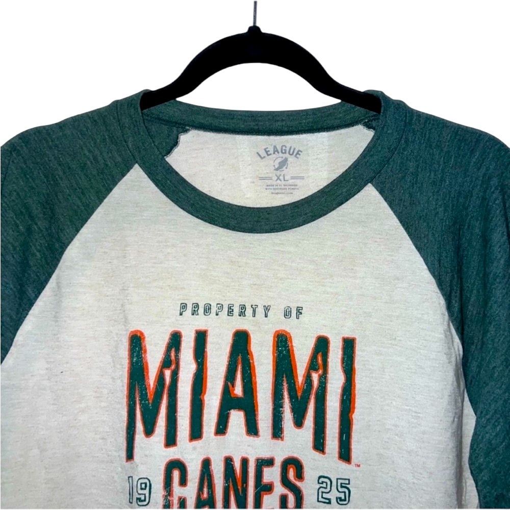 League Miami Canes Long Sleeve Tee – Green & Tan (XL) - Picture 6 of 14